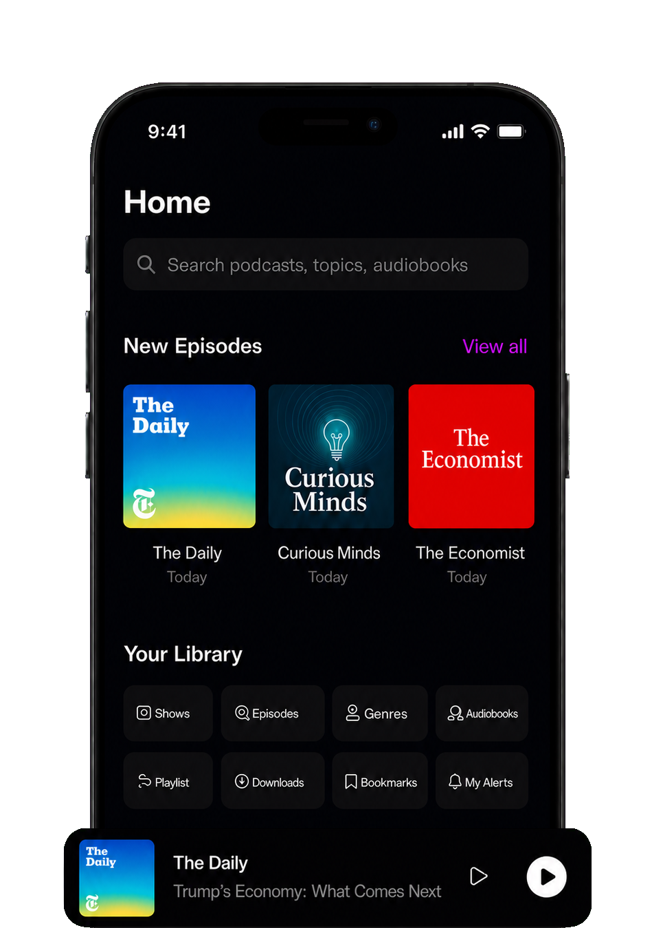 Podisodic app home screen preview